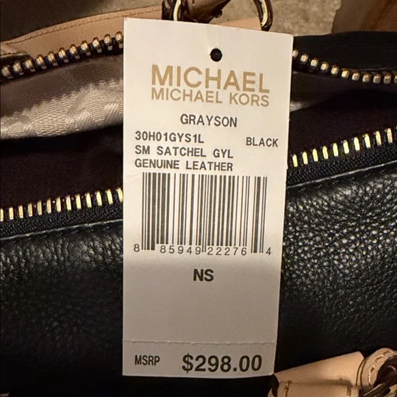 Michael Kors Grayson Small Black Leather satchel with Gold Accents - Picture 6 of 9